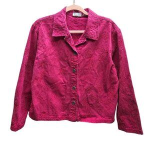 Chico's Embroidered Magenta Jean Jacket